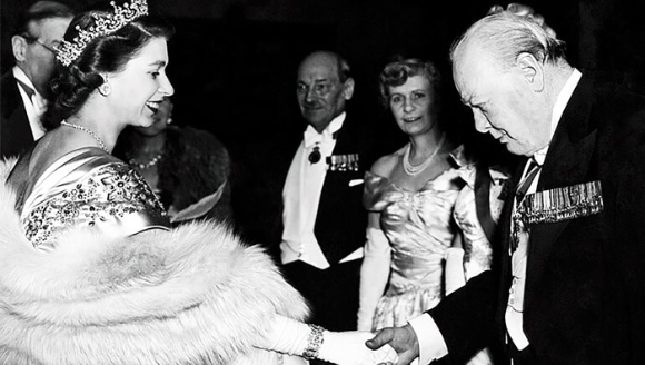 Churchill y Elizabeth II Atril press
