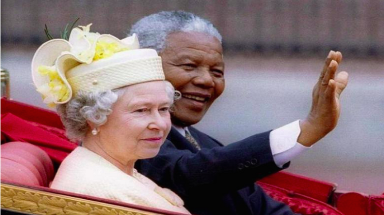 Elizabeth II y Nelson Mandela Atril press