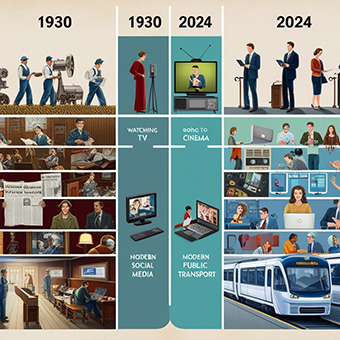 Cómo y donde las personas pasan el tiempo desde 1930-2024