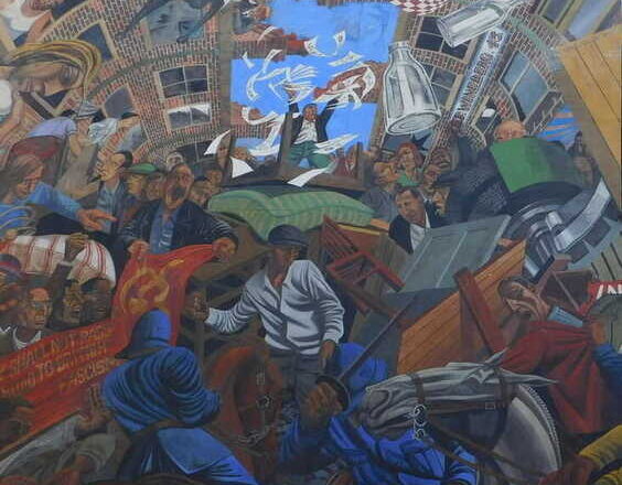 The Battle of Cable Street,<br/> by Clifford Thurlow