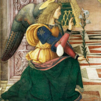 Detalle del fresco La Anunciación, Bernardino di Betto Pinturicchio,1501
